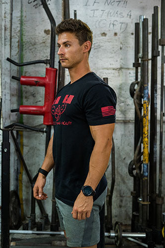 Load image into Gallery viewer, Classic Metroflex Gym T-Shirt Red Logo

