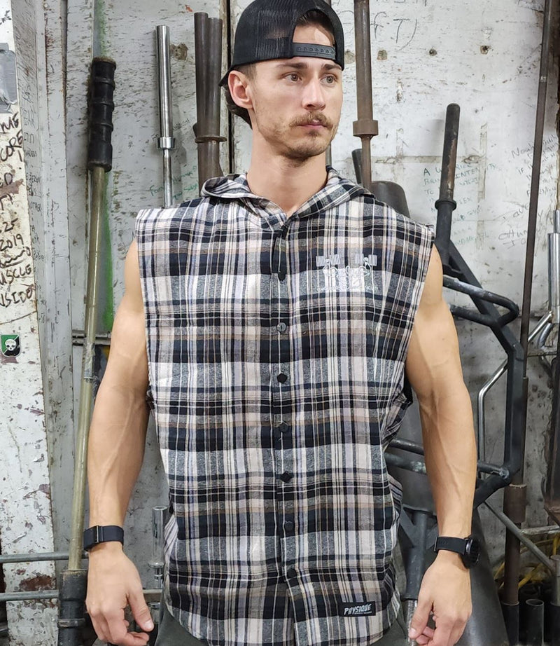 Load image into Gallery viewer, Classic Metroflex Gym Sleeveless Flannel hoodie
