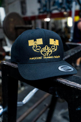 Metroflex Gym Snapback Gold Logo Flatbill Hat