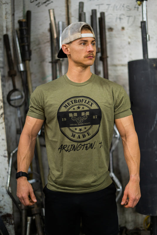 "Metroflex Made" T-Shirt | Military Green | Metroflex Gym